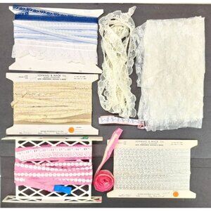 Vintage Lace Material Trim Embroidery Ribbon Assorted Unique Iridescent Metallic